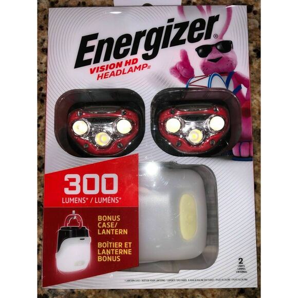 Energizer Vision HD Headlamp LP09071 300 Lumens Red IPX4 2 With Bonus Lantern. - Picture 1 of 12